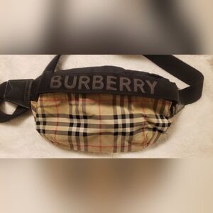 Burberry Beige and Black Check Belt Bag